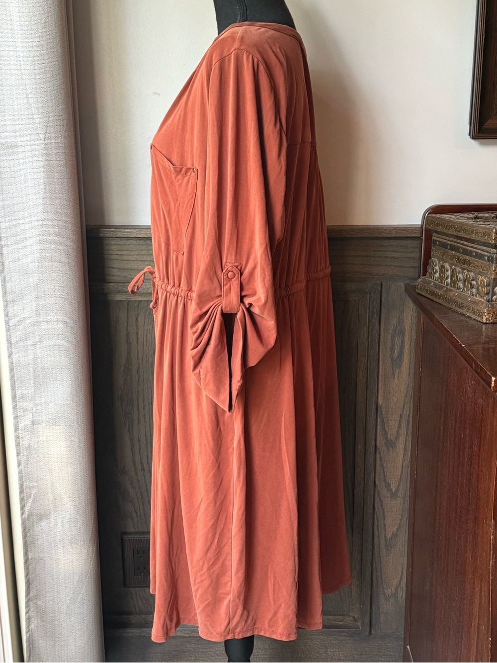 Torrid Rust Zip-Front Drawstring Dress size 2 EUC - Picture 4 of 8